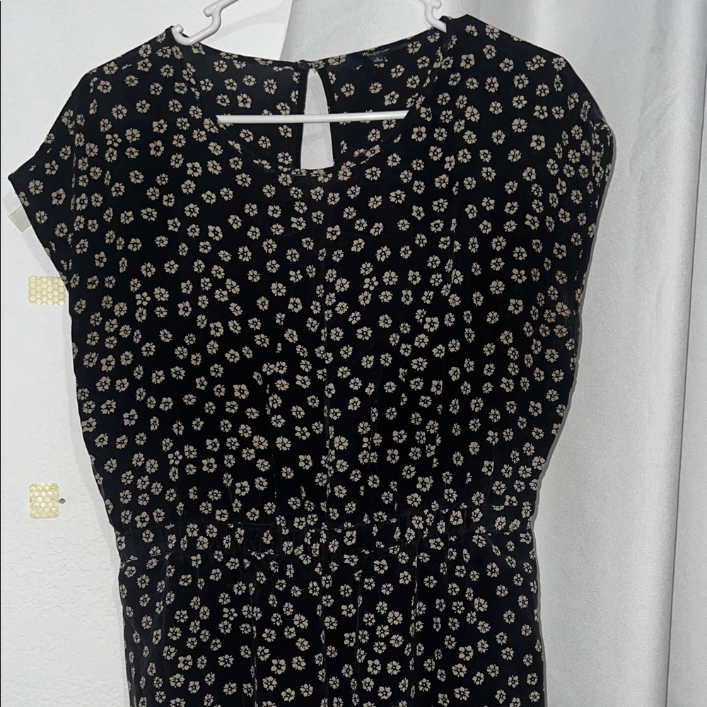 Madewell Black Floral Midi Dress